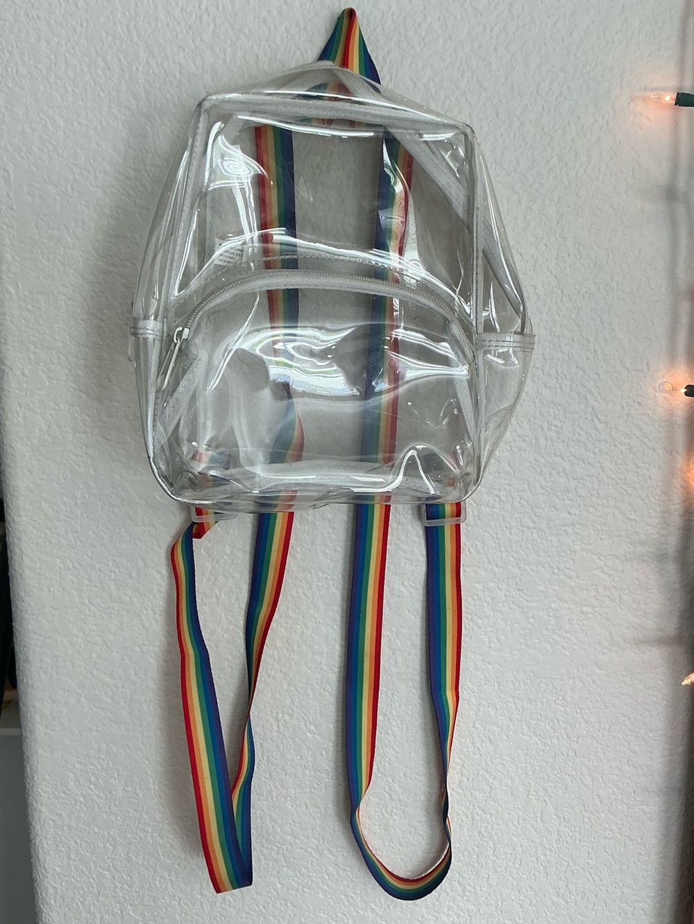 Clear PVC Mini Backpack with Rainbow Straps - Unbranded, Used